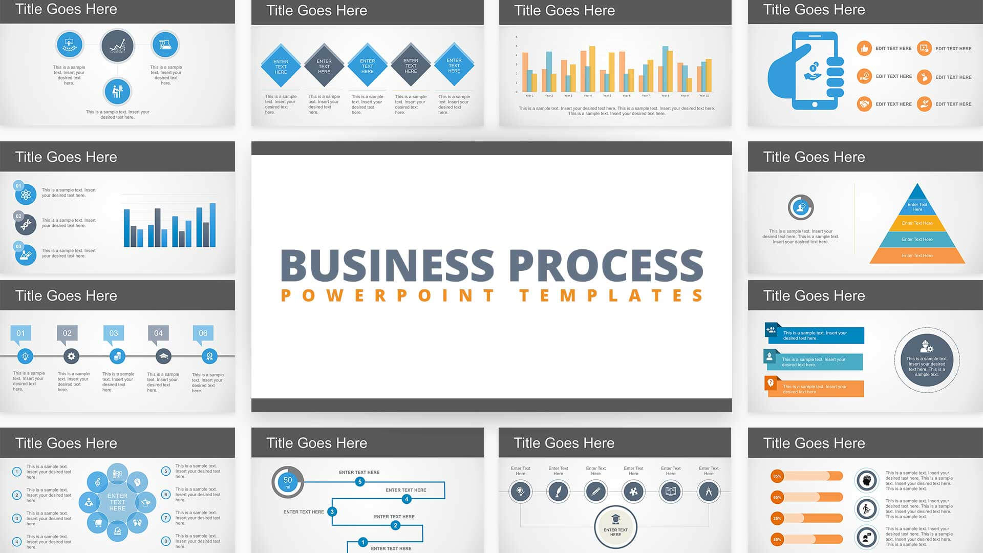 Free Flat Business Process Diagram Powerpoint Template With Powerpoint Sample Templates Free Download