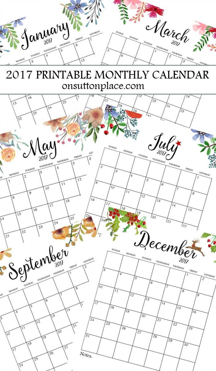 Free Floral 2020 Printable Calendar | Free Printable Inside Month At A Glance Blank Calendar Template