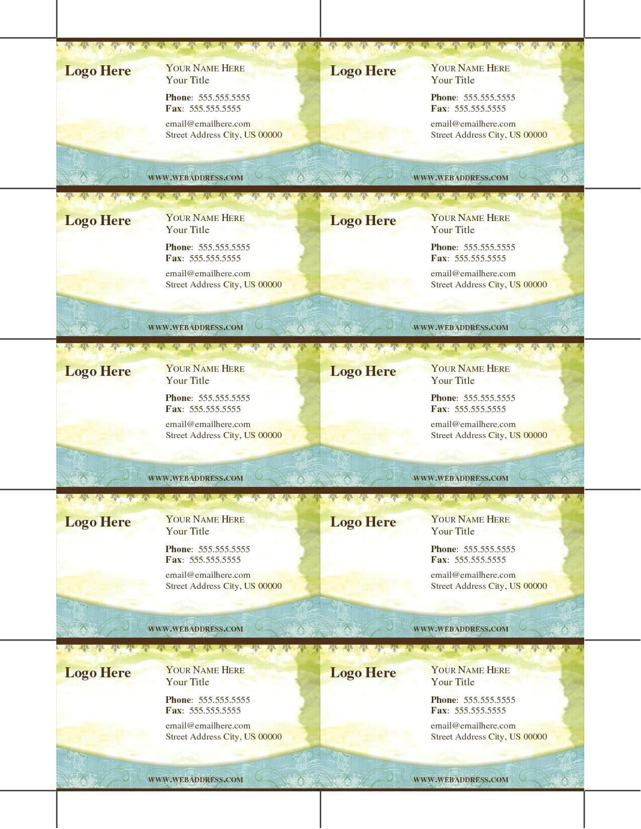 Free Free Business Cards To Print Out At Home Template Regarding Free Templates For Cards Print