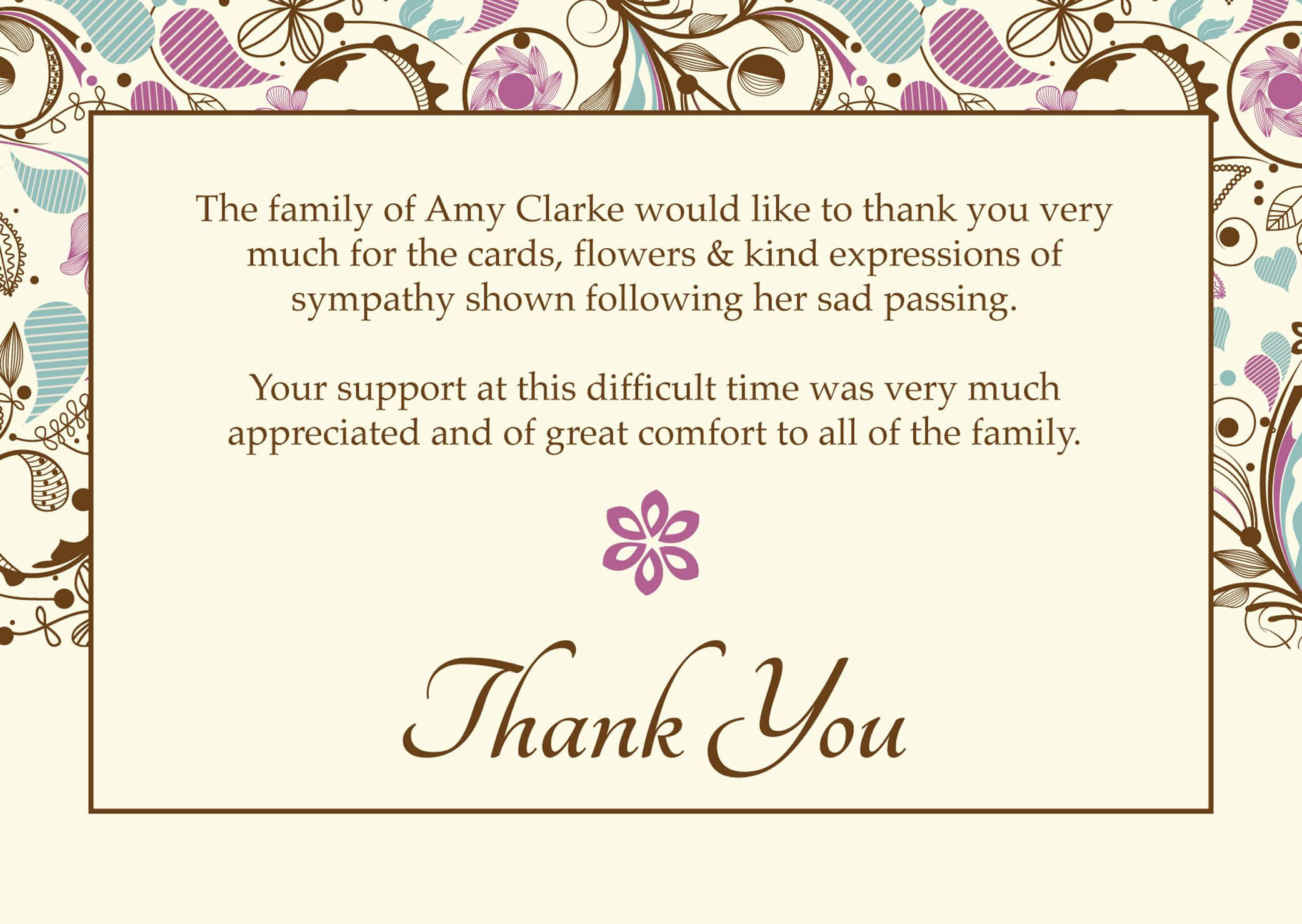 Free Funeral Thank You Cards Templates Ideas | Funeral Thank For Sympathy Thank You Card Template