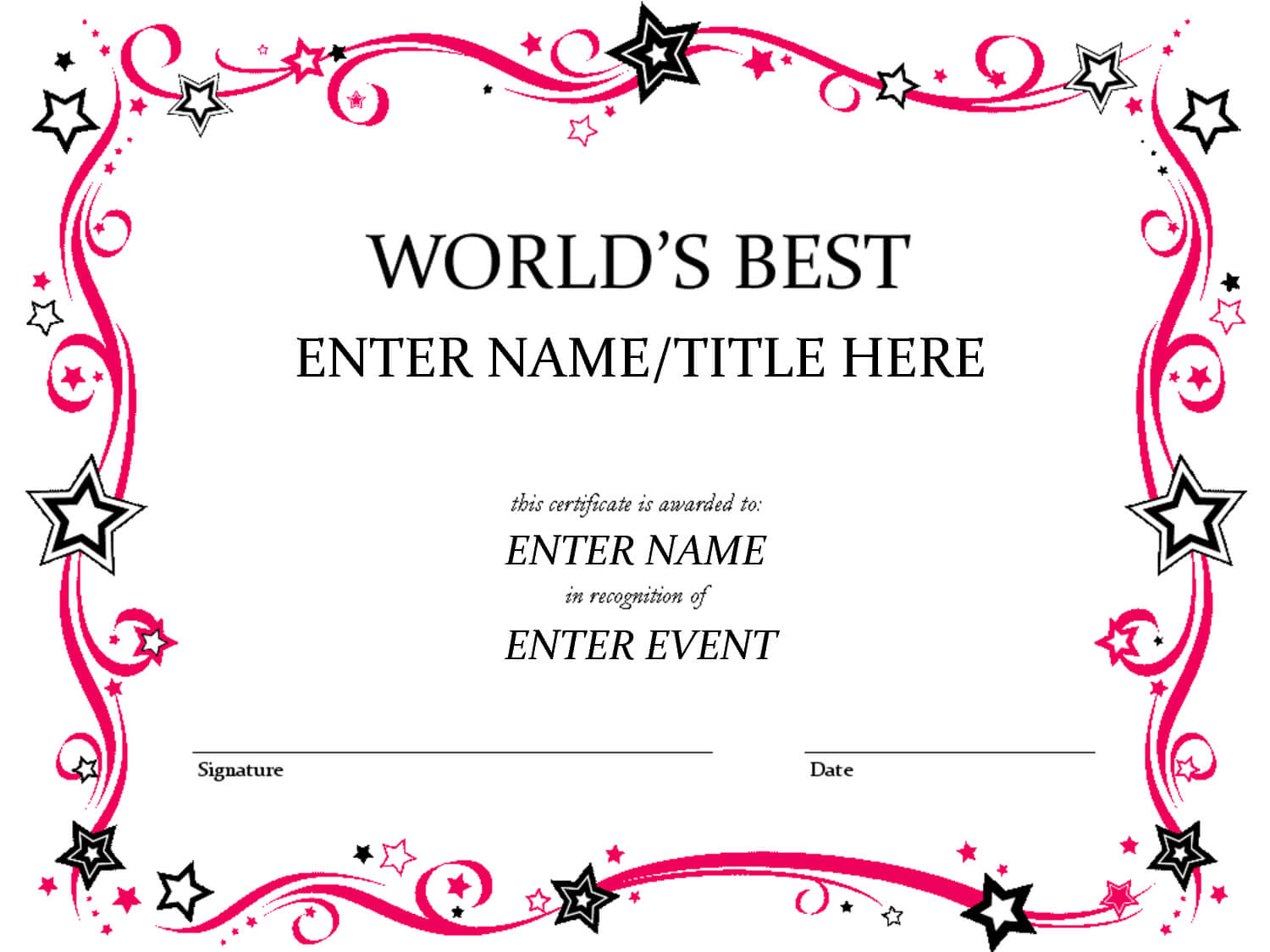 Free Funny Award Certificates Templates | Worlds Best Custom Pertaining To Funny Certificate Templates