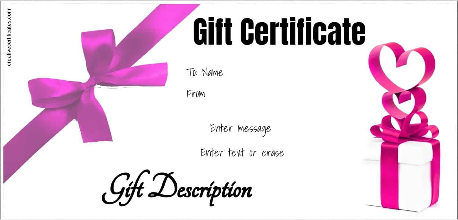 Free Gift Certificate Template | 50+ Designs | Customize Inside Pink Gift Certificate Template