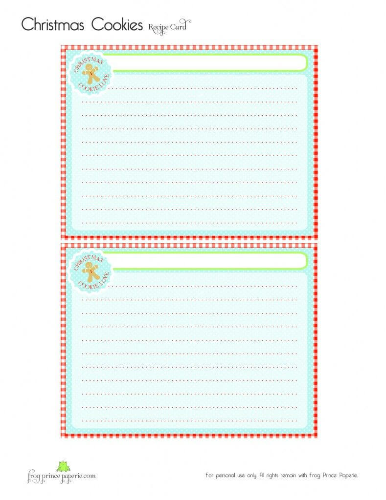 Free} Gingerbread Christmas Cookies Free Printable Recipe Pertaining To Cookie Exchange Recipe Card Template