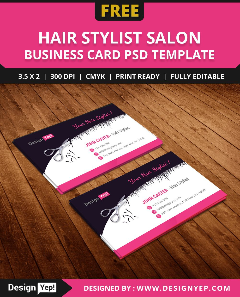 Free Hair Stylist Salon Business Card Template Psd | Salon For Hair Salon Business Card Template