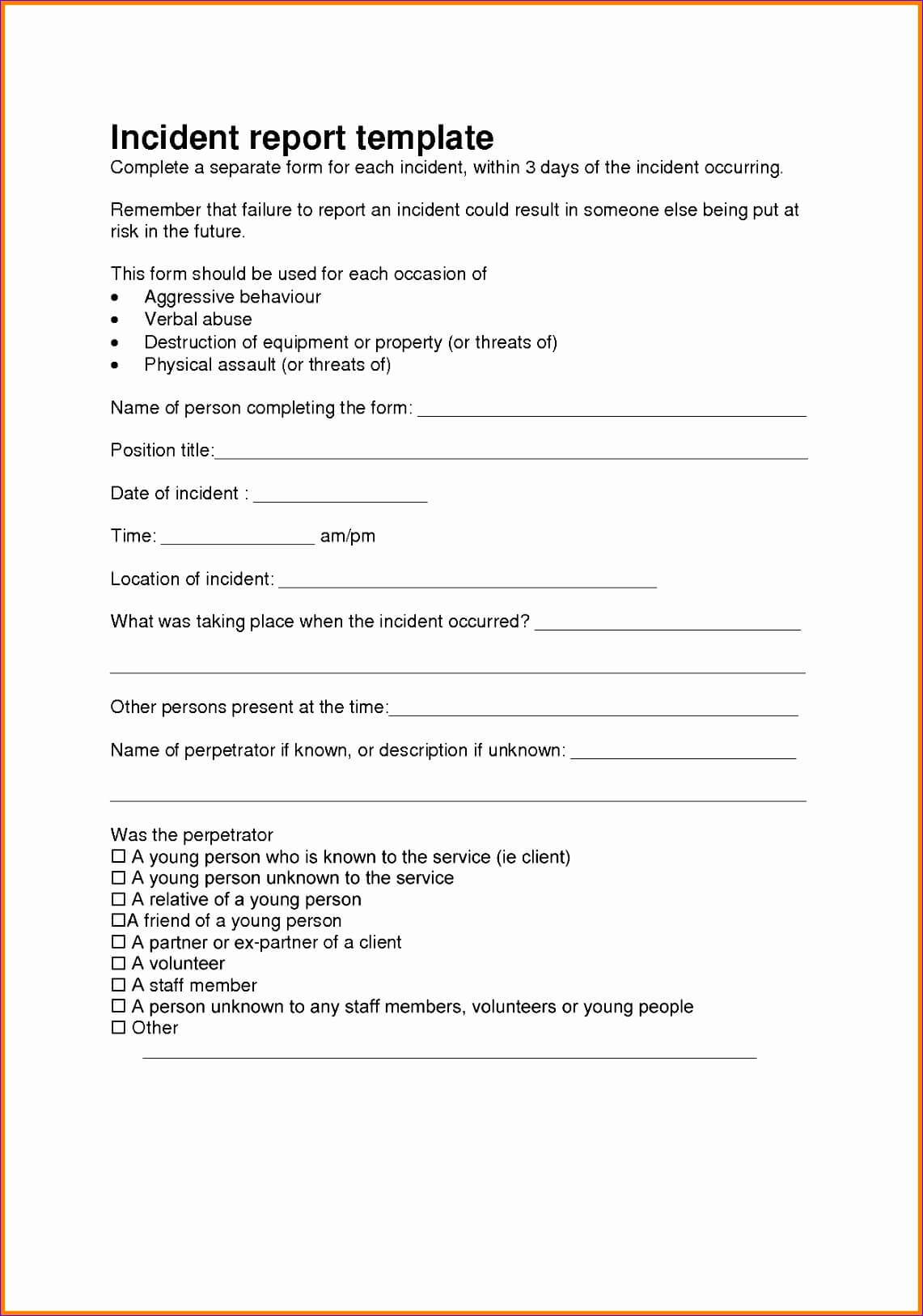 Free Incident Report Template – Fiveoutsiders Within Ohs Incident Report Template Free
