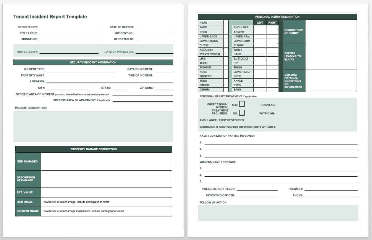 Free Incident Report Templates & Forms | Smartsheet For Serious Incident Report Template