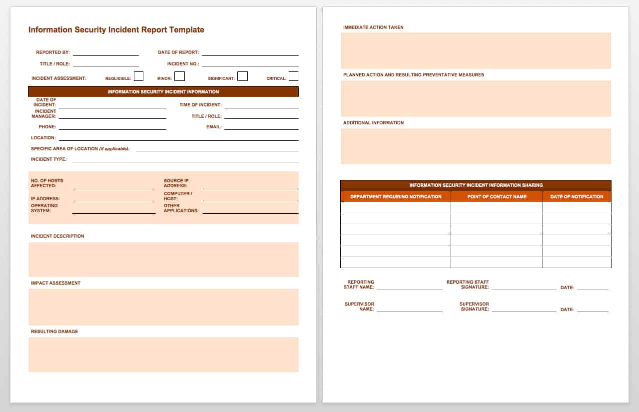 Free Incident Report Templates & Forms | Smartsheet Inside Incident Report Template Itil