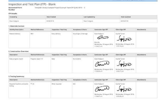 Free Inspection And Test Plan Template (Better Than Excel regarding Test Template For Word