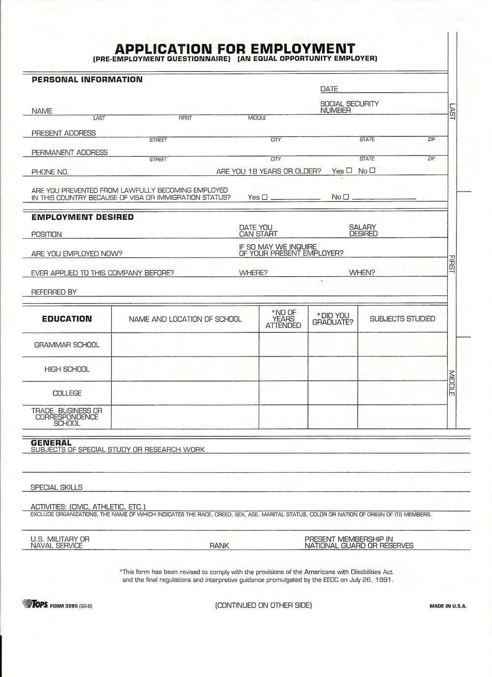 Free Job Application Form | Job Application Form, Job For Employment Application Template Microsoft Word