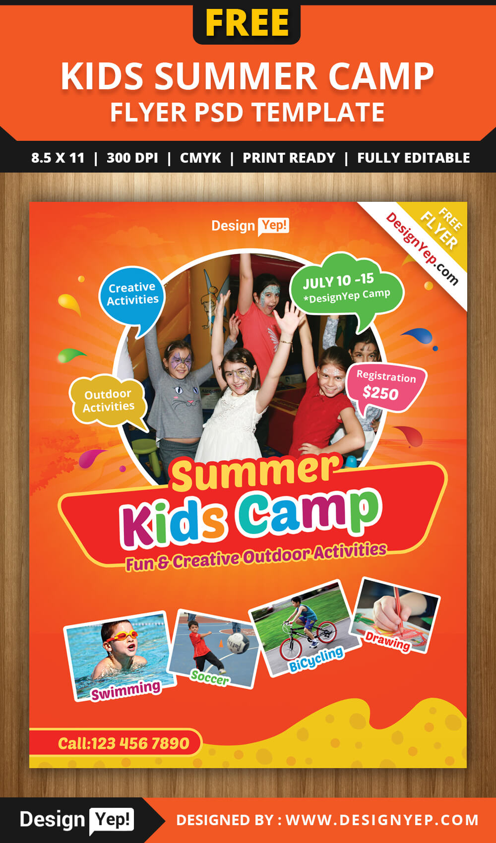 Free Kids Summer Camp Flyer Psd Template On Behance Within Summer Camp Brochure Template Free Download