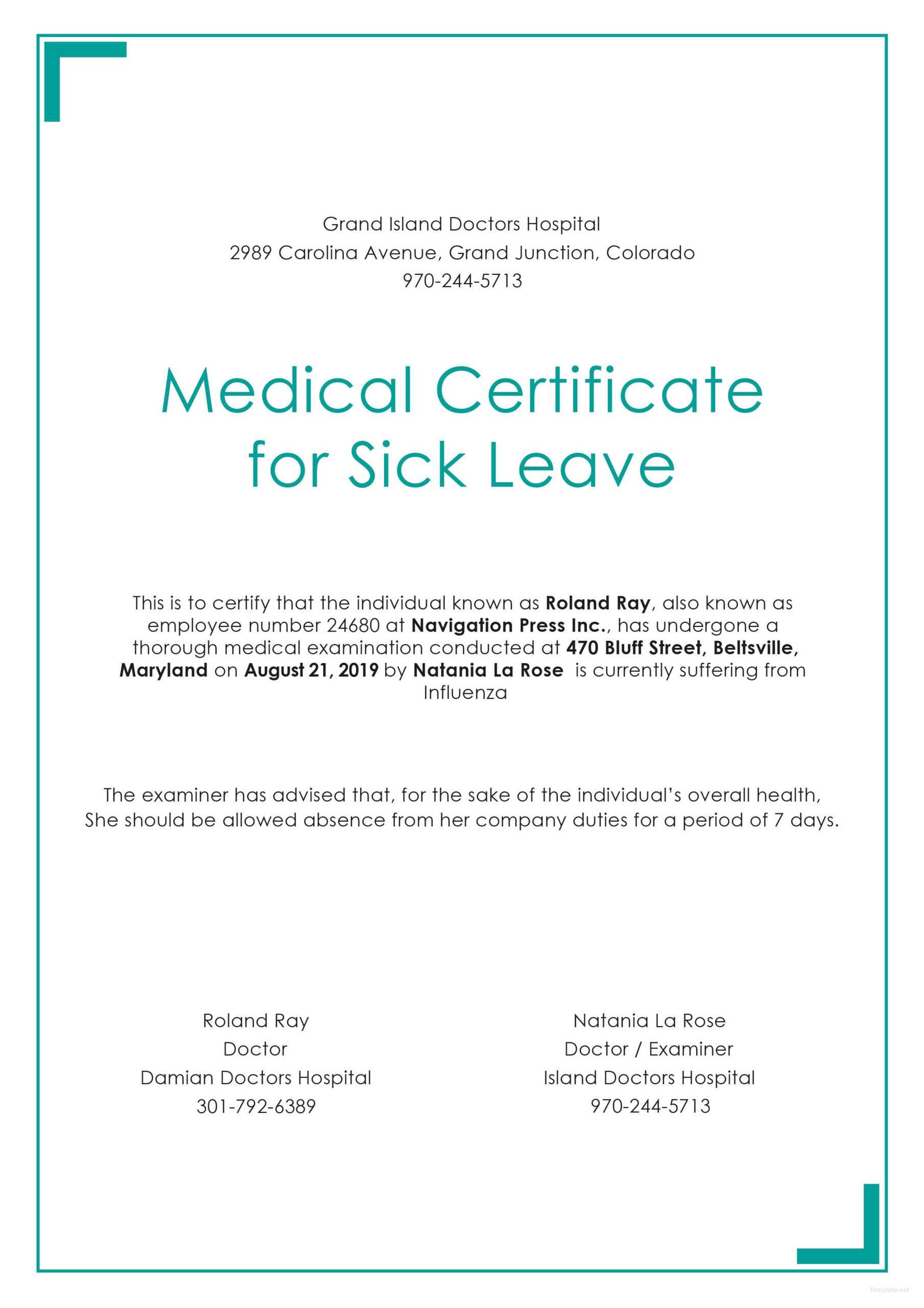 Free Medical Certificate For Sick Leave | Medical For Medical Report Template Doc