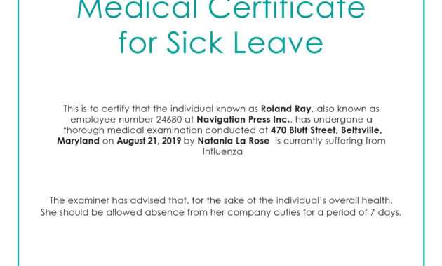 Free Medical Certificate For Sick Leave | Medical regarding Fake Medical Certificate Template Download