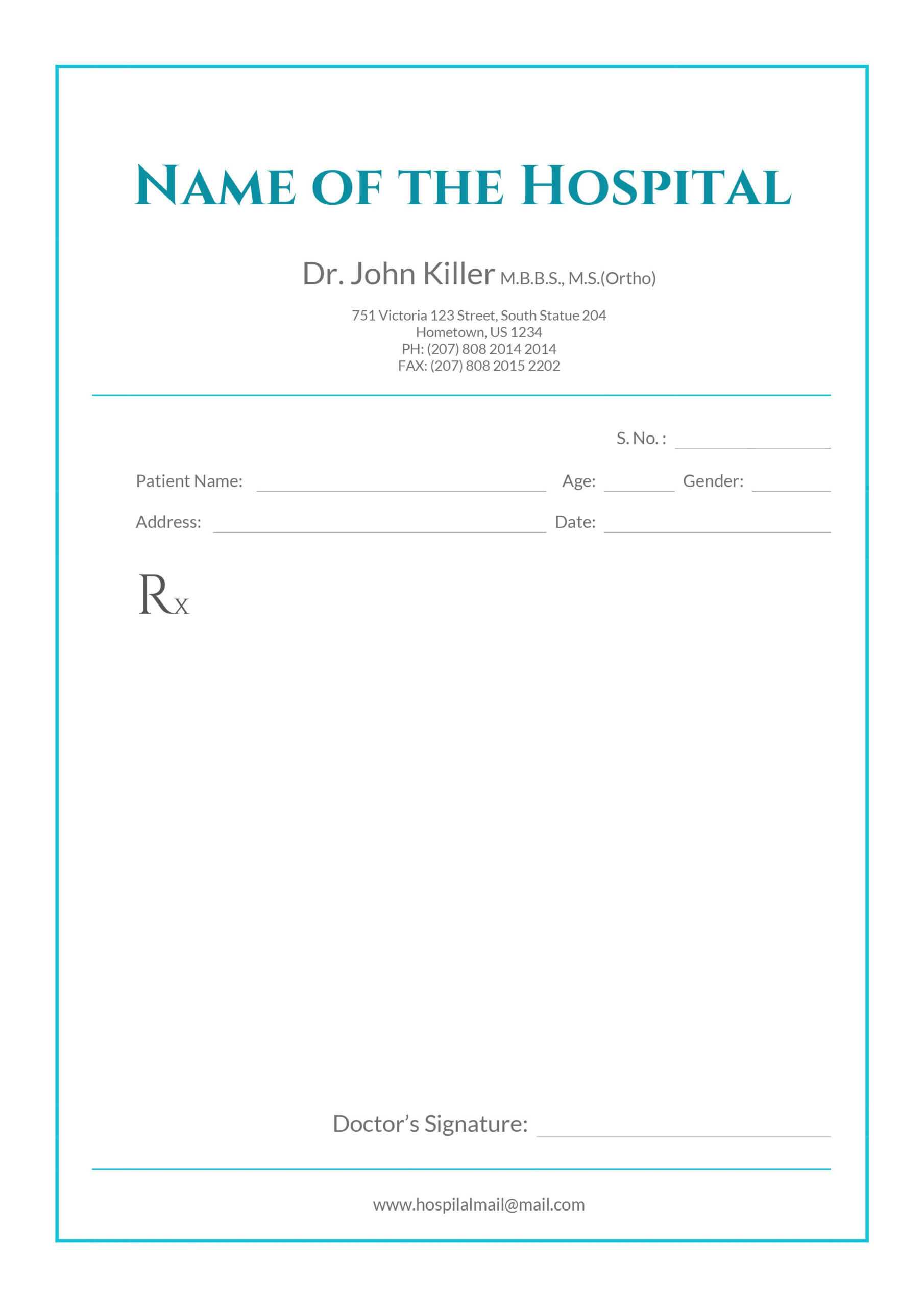 Free Medical Prescription Format | Medical Prescription Regarding Doctors Prescription Template Word