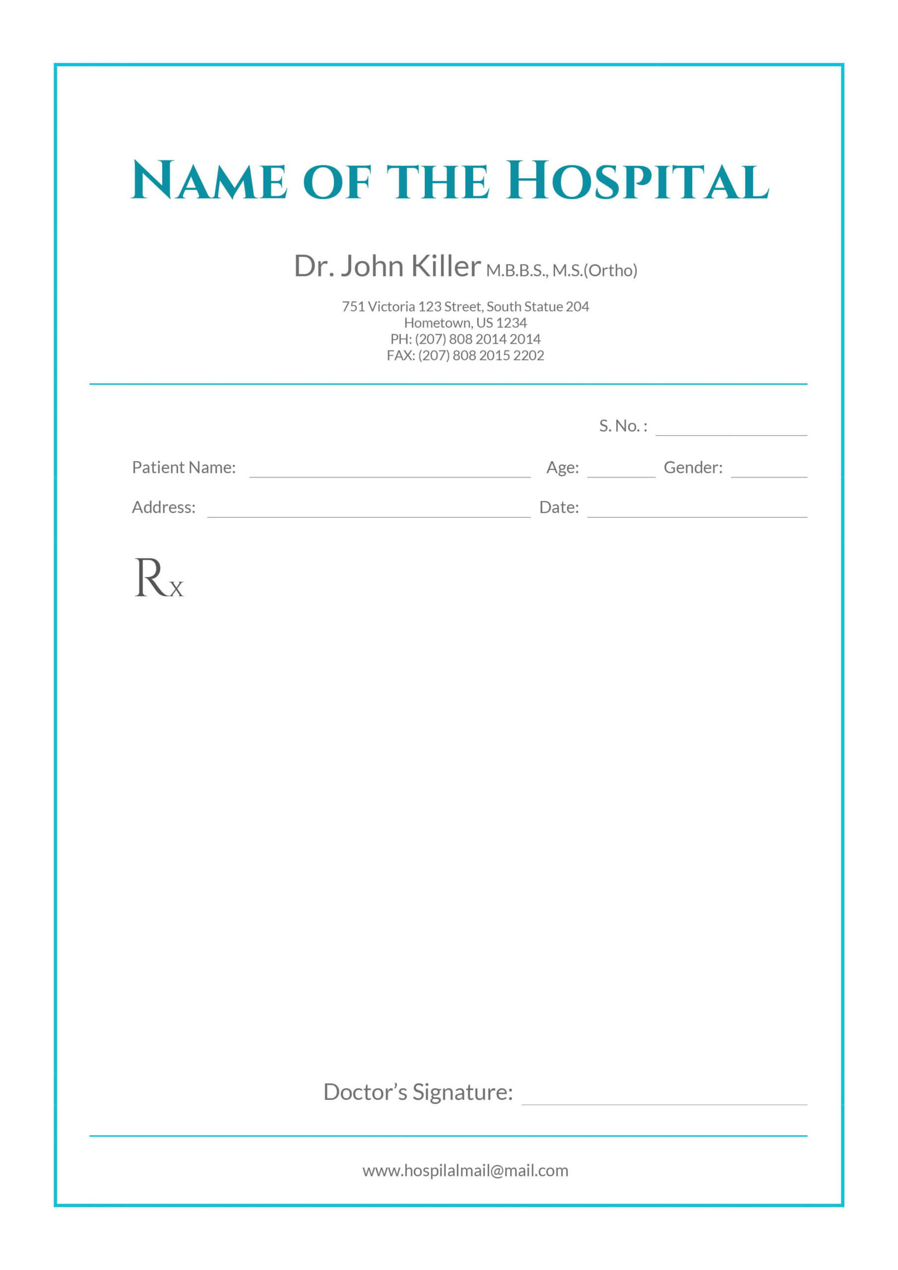 Free Medical Prescription Format | Medical Prescription Throughout Blank Prescription Pad Template