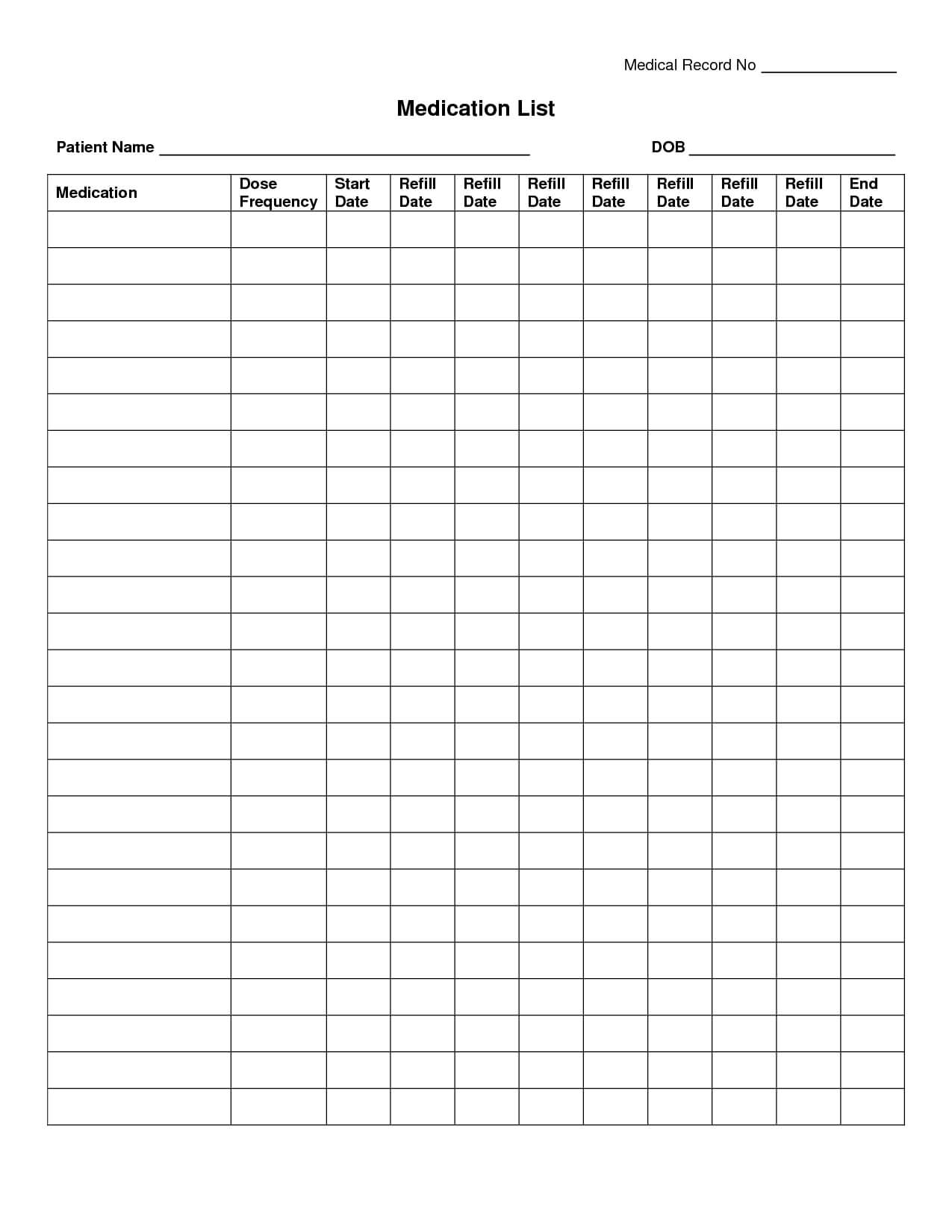 Free Medication Administration Record Template Excel – Yahoo Pertaining To Blank Medication List Templates