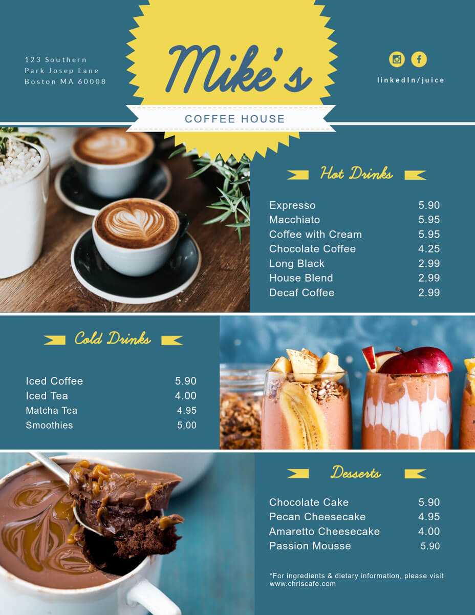 Free Menu Maker | Menu Creator | Visme With Regard To Frequent Diner Card Template