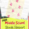 Free Middle School Printable Book Report Form! | Middle Inside Book Report Template Middle School
