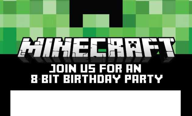 Free Minecraft Birthday Invitations - Personalize For Print intended for Minecraft Birthday Card Template