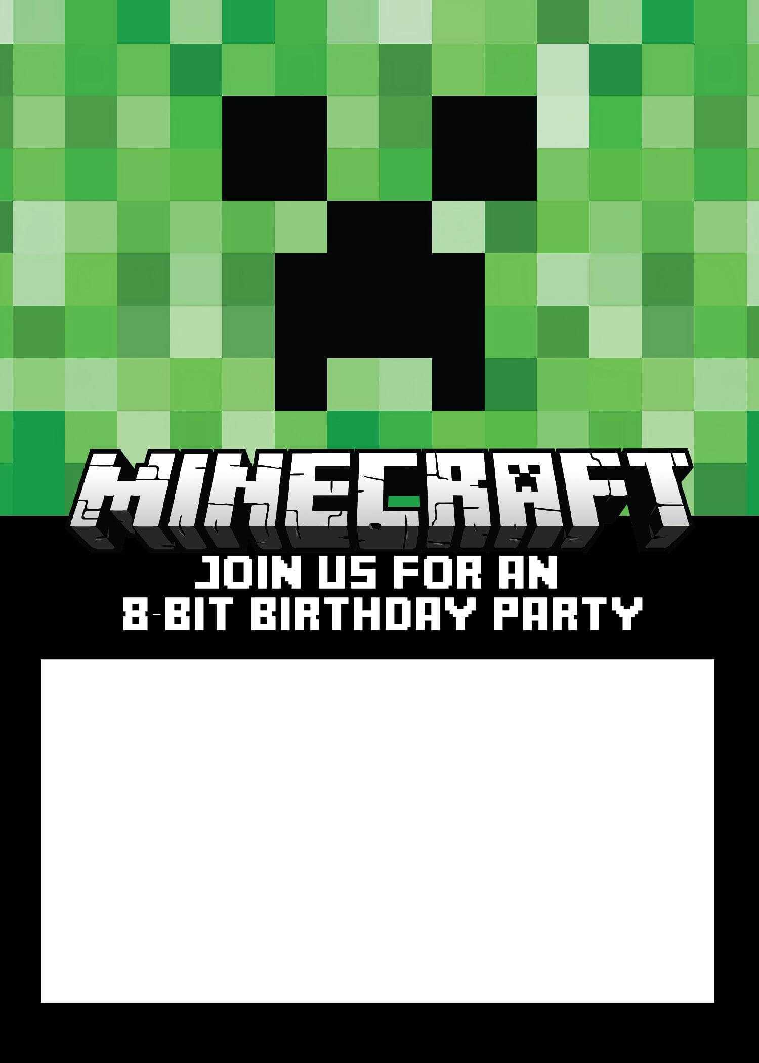 Free Minecraft Birthday Invitations - Personalize For Print Intended For Minecraft Birthday Card Template