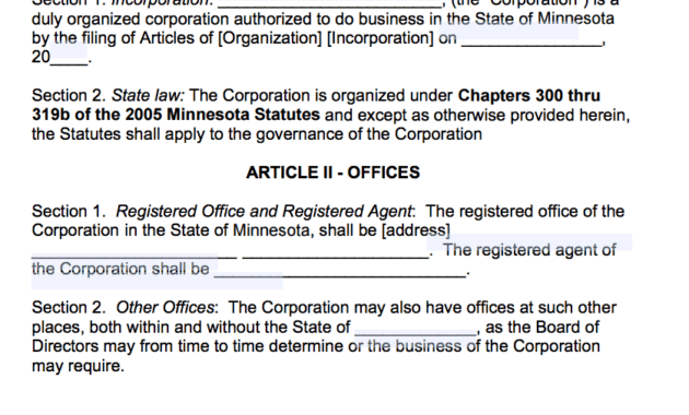 Free Minnesota Corporate Bylaws Template | Pdf | Word | in Corporate Bylaws Template Word