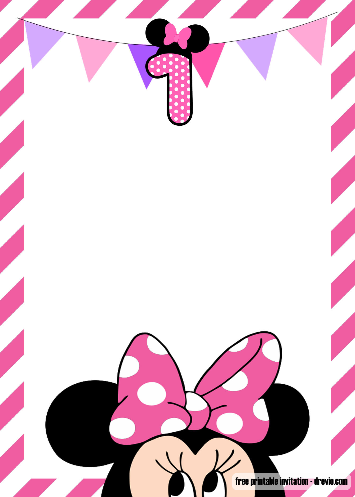 Free Minnie Mouse 1St Birthday Invitation Templates – Bagvania For Minnie Mouse Card Templates