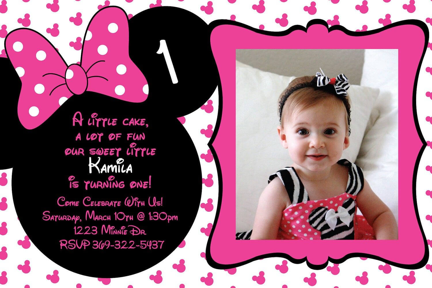 Free Minnie Mouse Birthday Invitations Templates | Minnie Throughout Minnie Mouse Card Templates
