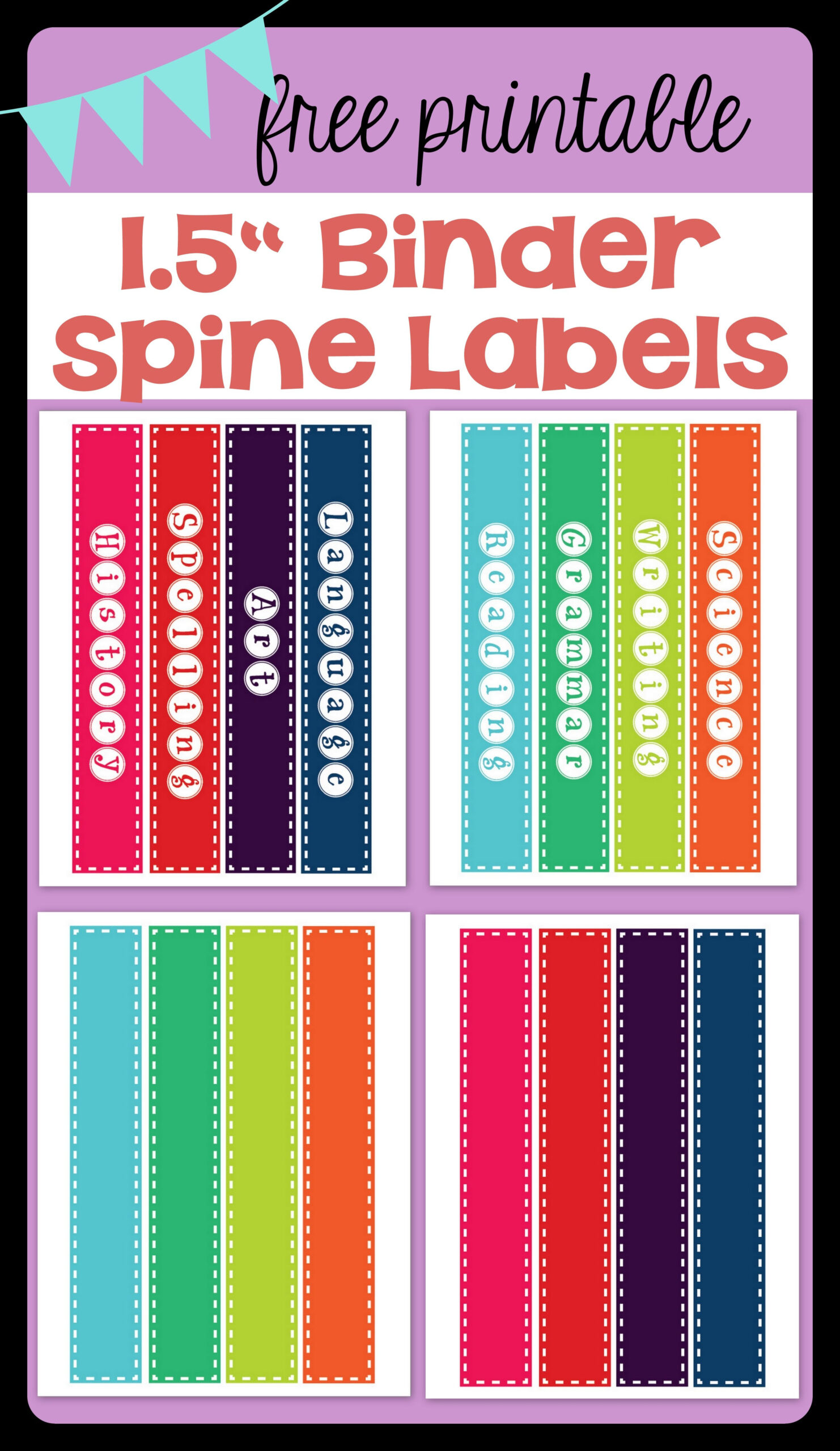 Free Printable 1.5" Binder Spine Labels For Basic School Within Binder Spine Template Word