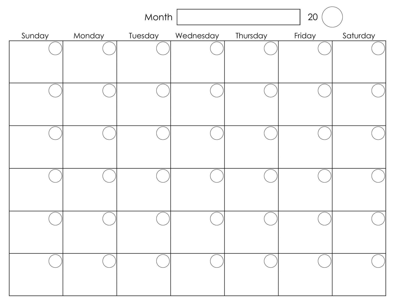 Free Printable 2020 Calendar Template Pdf, Word, Excel, Page In Blank Activity Calendar Template