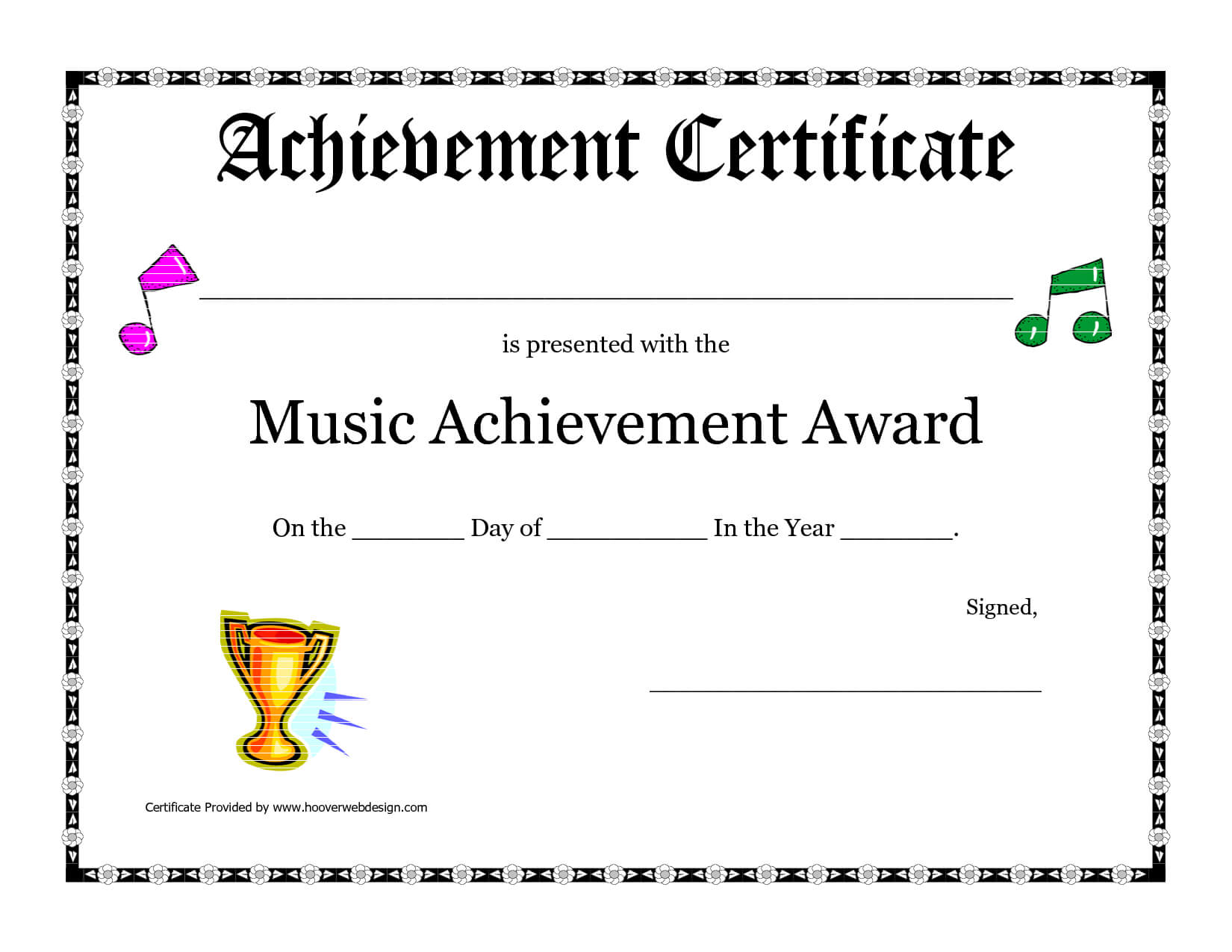 Free Printable Achievement Award Certificate Template With Regard To Choir Certificate Template