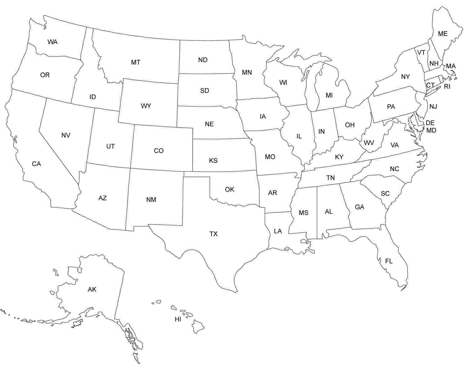 Free Printable Blank Map Of The United States Of America For Blank Template Of The United States