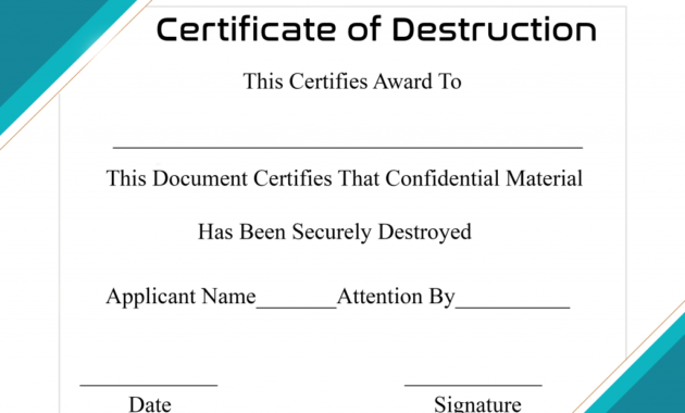 Free Printable Certificate Of Destruction Sample intended for Certificate Of Destruction Template