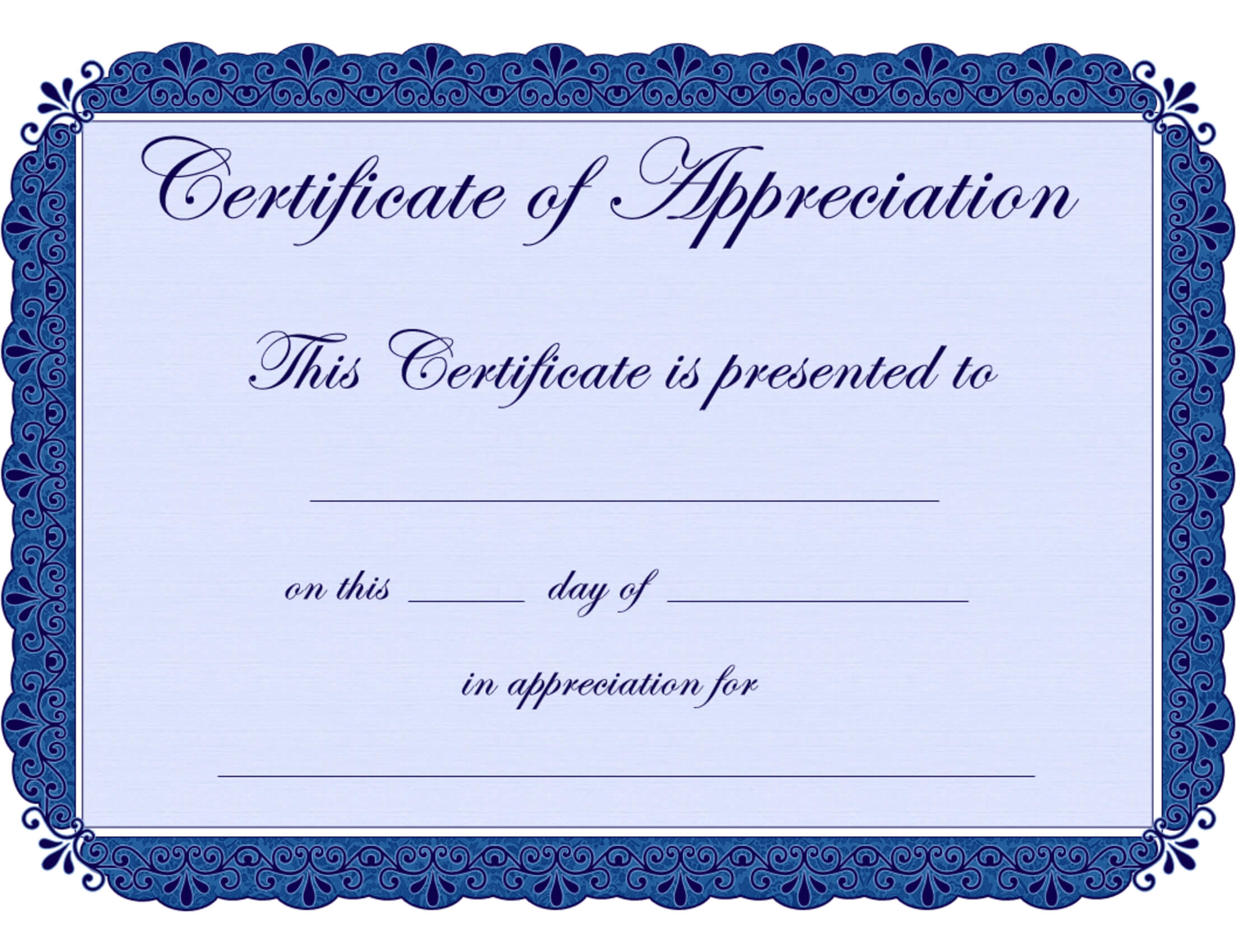 Free Printable Certificates Certificate Of Appreciation Inside Certificate Of Appreciation Template Free Printable