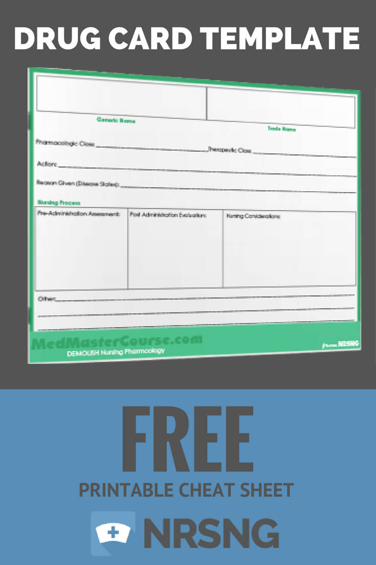 Free Printable Cheat Sheet | Drug Card Template | Nursing Inside Med Cards Template