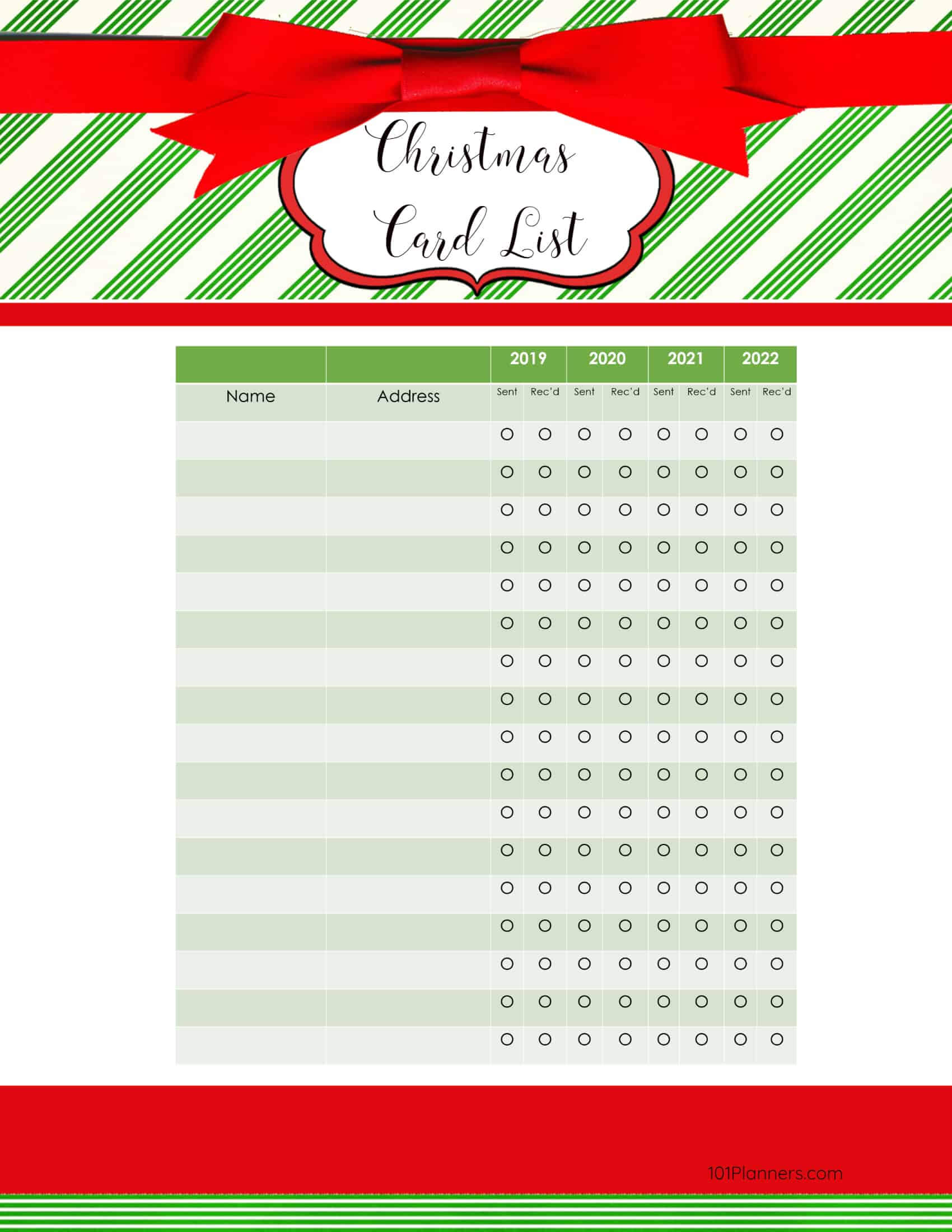 Free Printable Christmas Gift List Template Within Christmas Card List Template