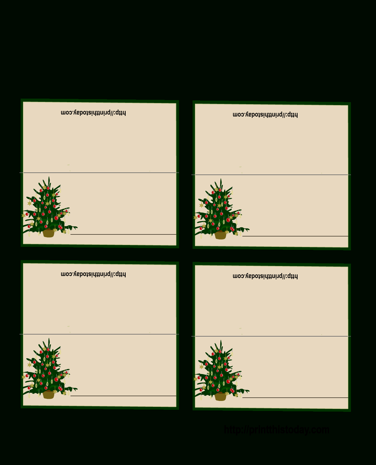 Free Printable Christmas Tree Place Cards | Christmas Place For Table Name Cards Template Free