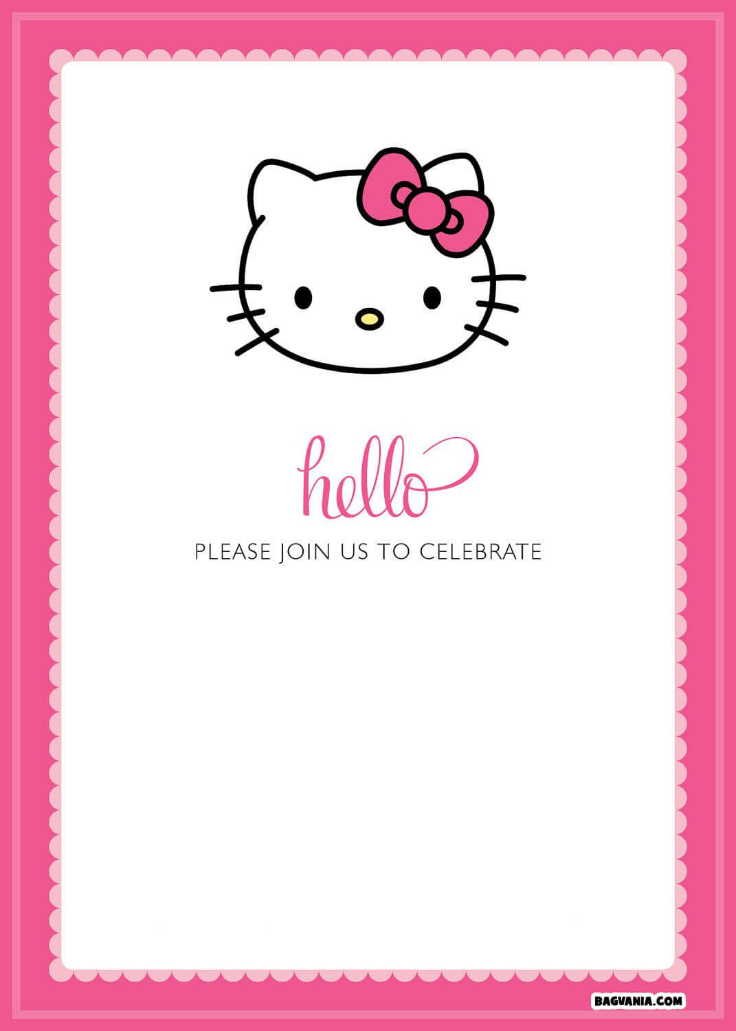 Free Printable Hello Kitty Birthday Invitations – Bagvania Regarding Hello Kitty Birthday Card Template Free