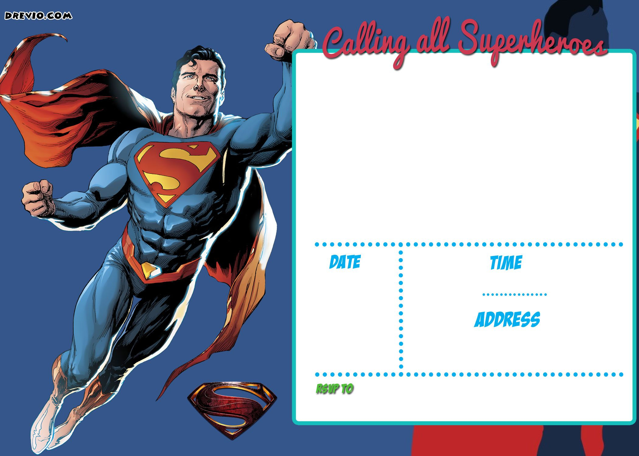 Free Printable Justice League Invitation Template | Free Within Superman Birthday Card Template