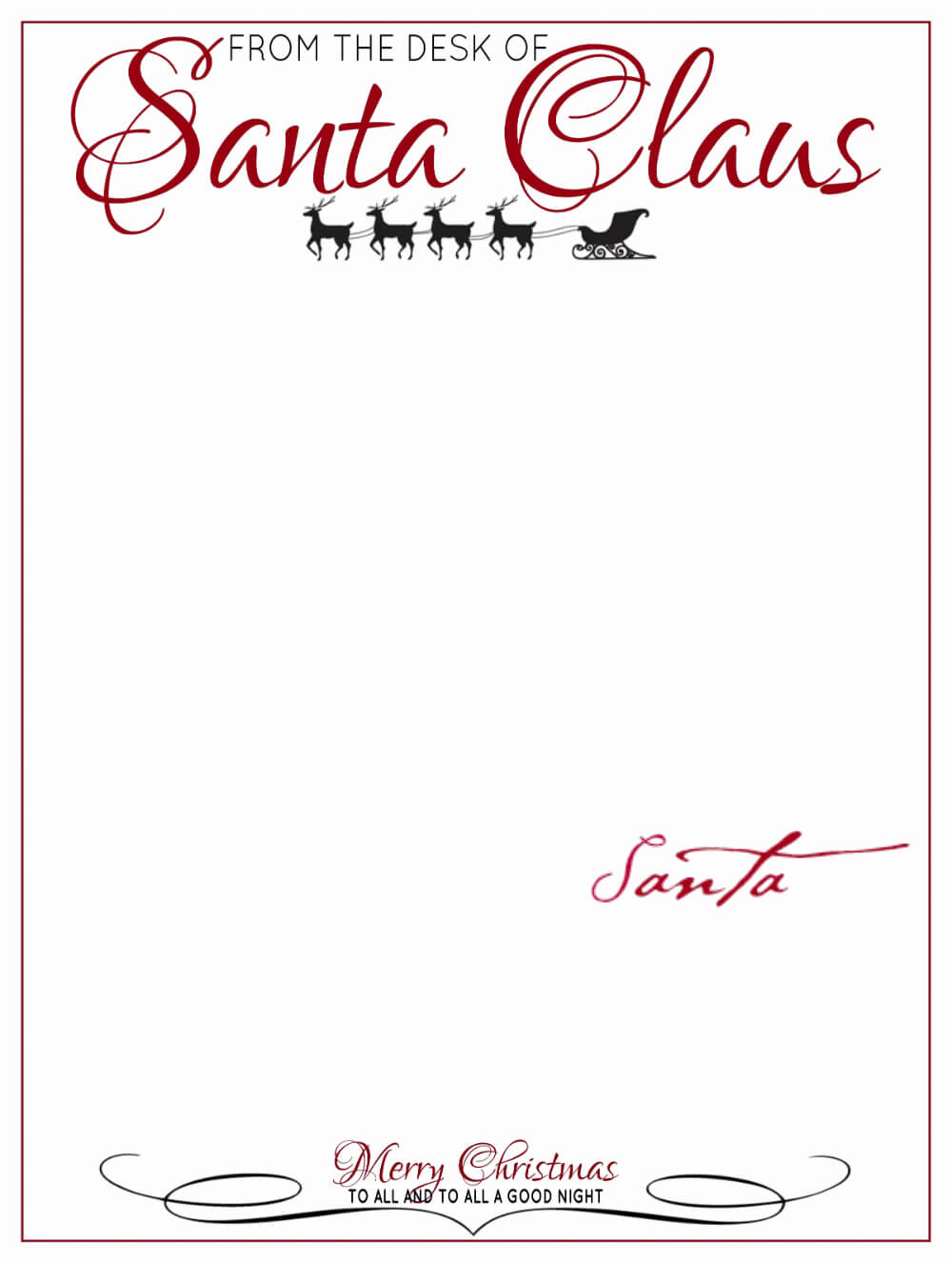 Free Printable Letter From Santa Template Word And The Desk Throughout Letter From Santa Template Word