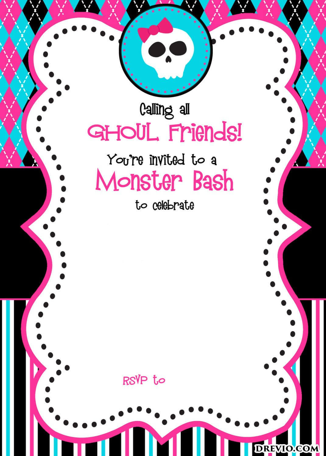 Free Printable Monster High Birthday Invitations | Free With Regard To Monster High Birthday Card Template