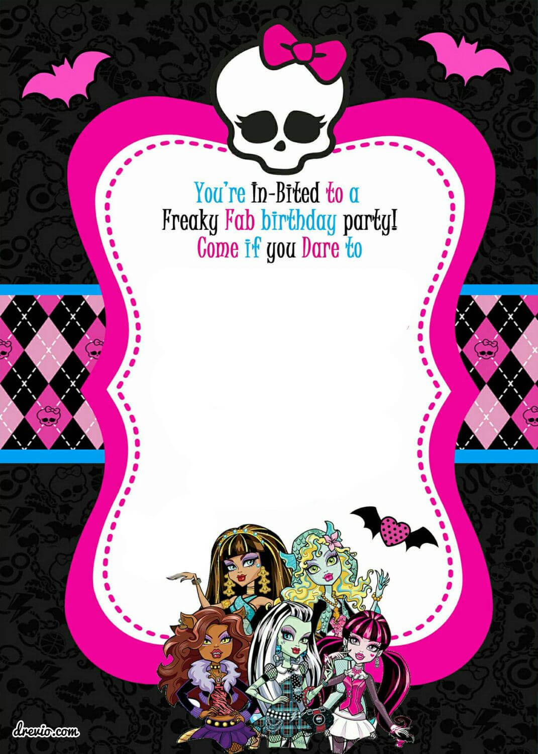 Free Printable Monster High Birthday Invitations | Monster Pertaining To Monster High Birthday Card Template