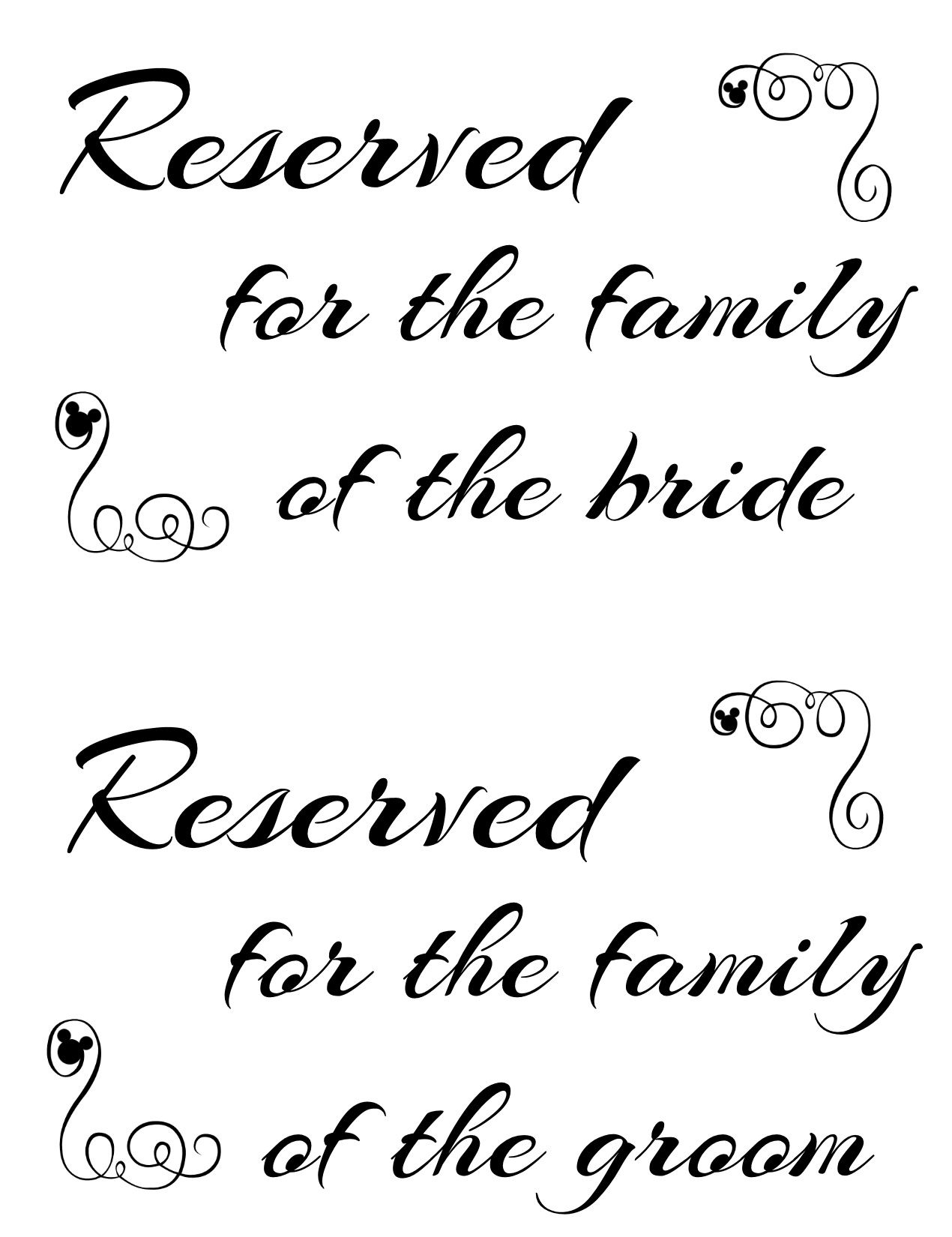 Free Printable Reserved Seating Signs For Your Wedding Intended For Reserved Cards For Tables Templates