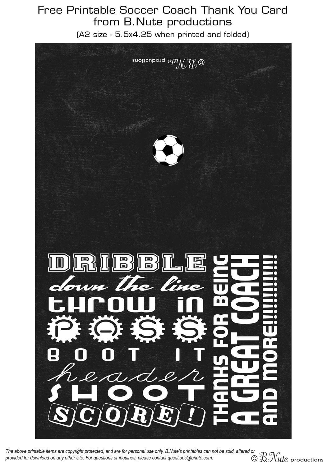Free Printable Soccer Coach Thank You Card From B.nute For Soccer Thank You Card Template