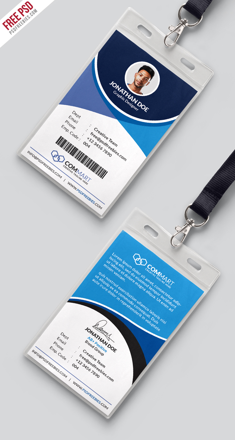 Free Psd : Corporate Office Identity Card Template Psd Pertaining To Template For Id Card Free Download