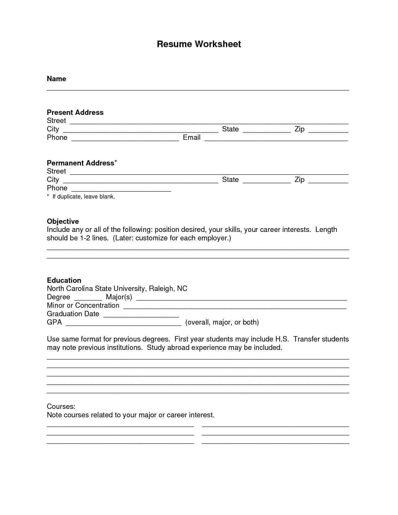 Free Resume Templates Blank | Free Printable Resume In Blank Resume Templates For Microsoft Word