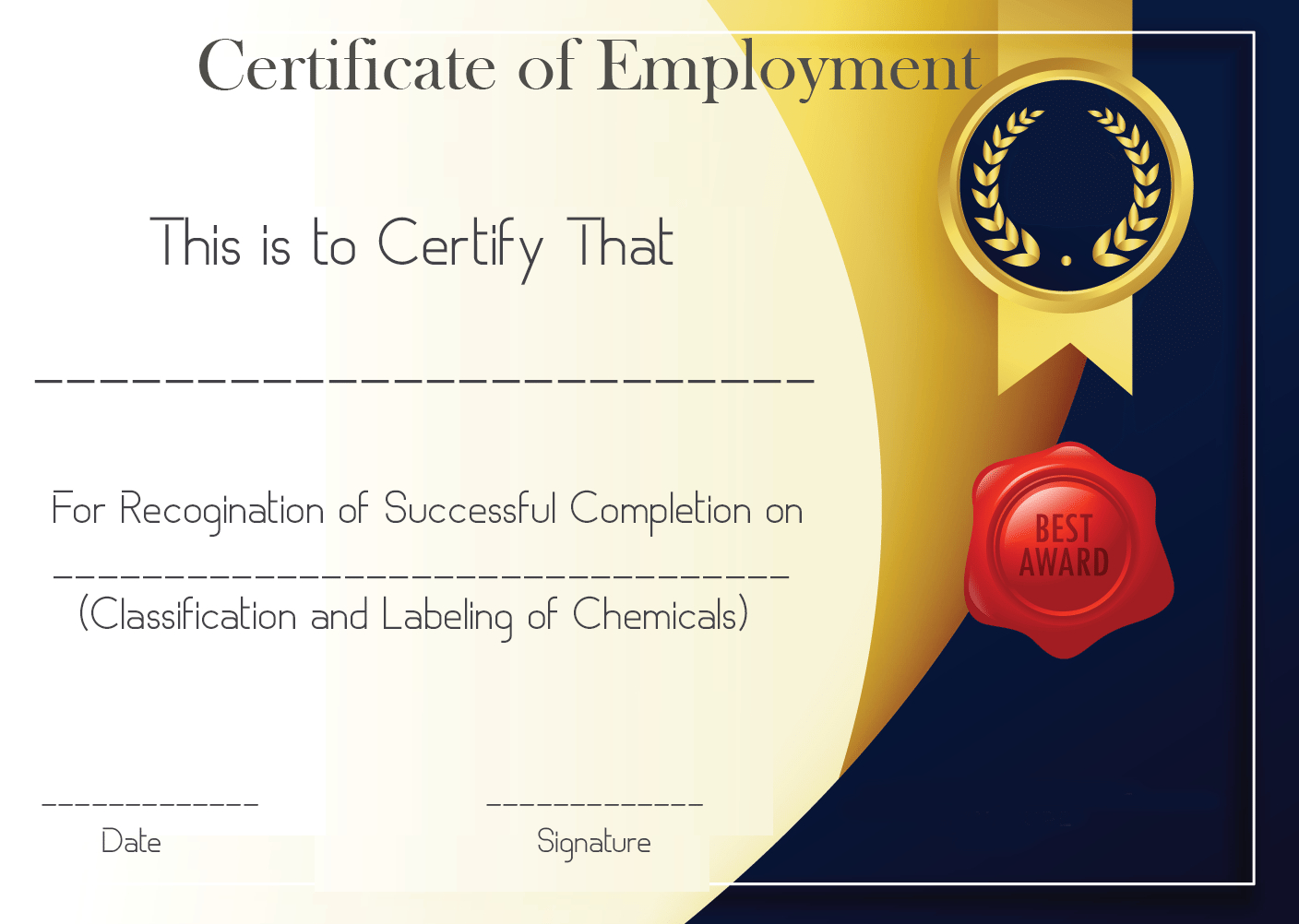 Free Sample Certificate Of Employment Template | Certificate Pertaining To Sample Certificate Employment Template