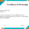Free Sample Certificate Of Ownership Templates | Certificate With Regard To Ownership Certificate Template