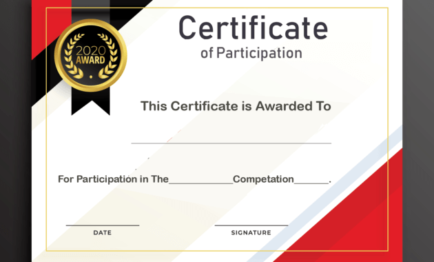 Free Sample Format Of Certificate Of Participation Template in Certificate Of Participation Template Word