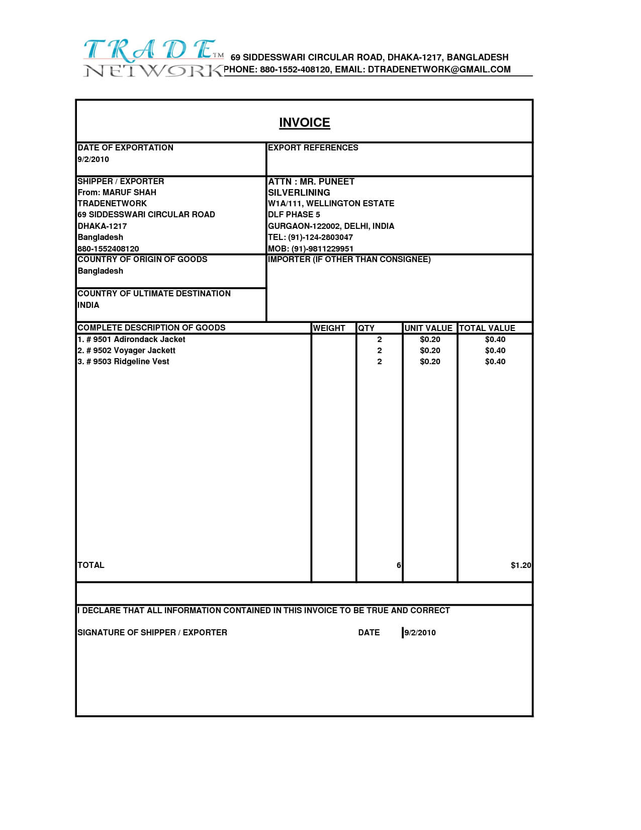 Free Sample Invoice Form | Commerial Invoice Sample Within Invoice Template Word 2010