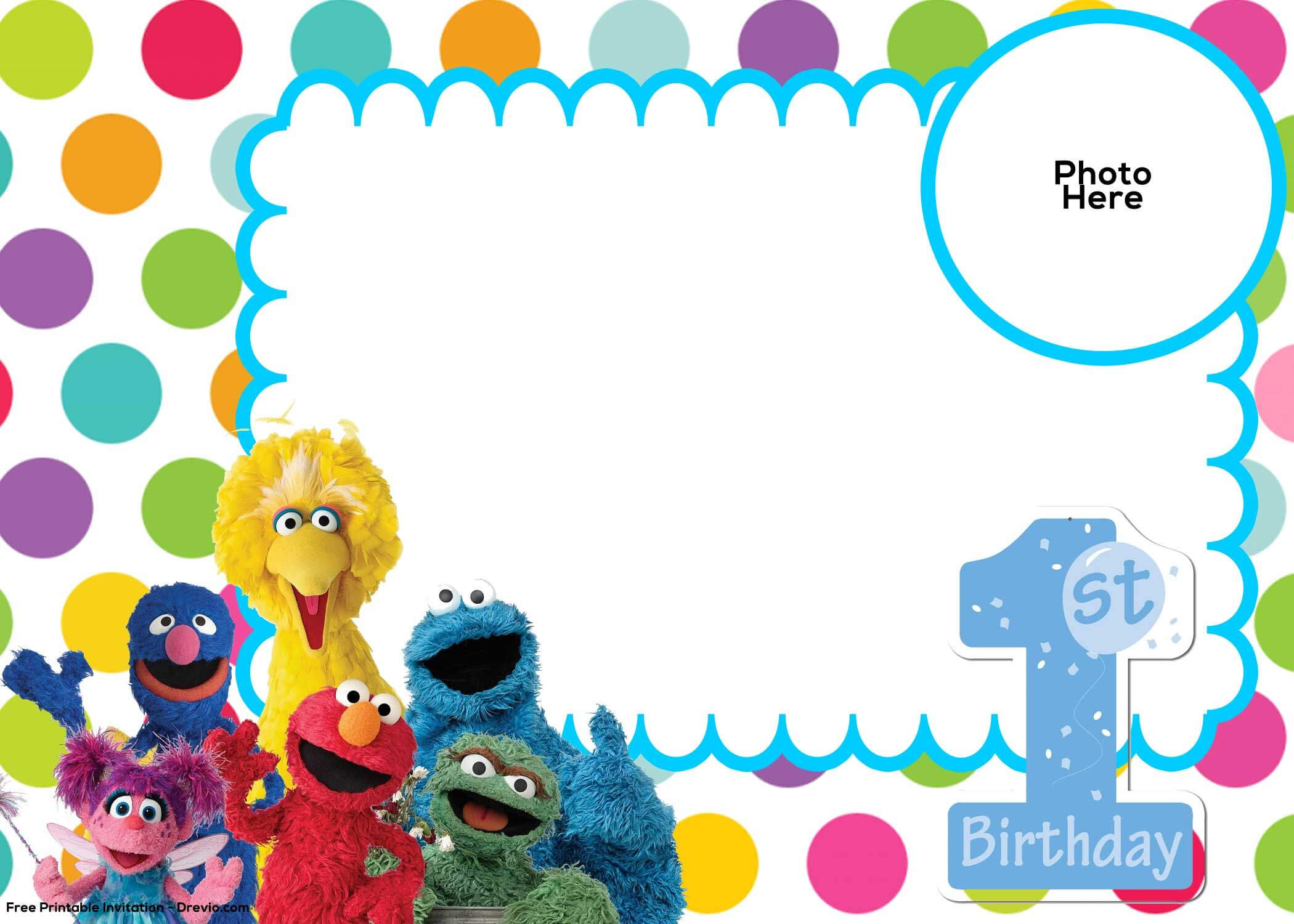 Free Sesame Street 1St Birthday Invitation Template | 1St With Regard To Elmo Birthday Card Template
