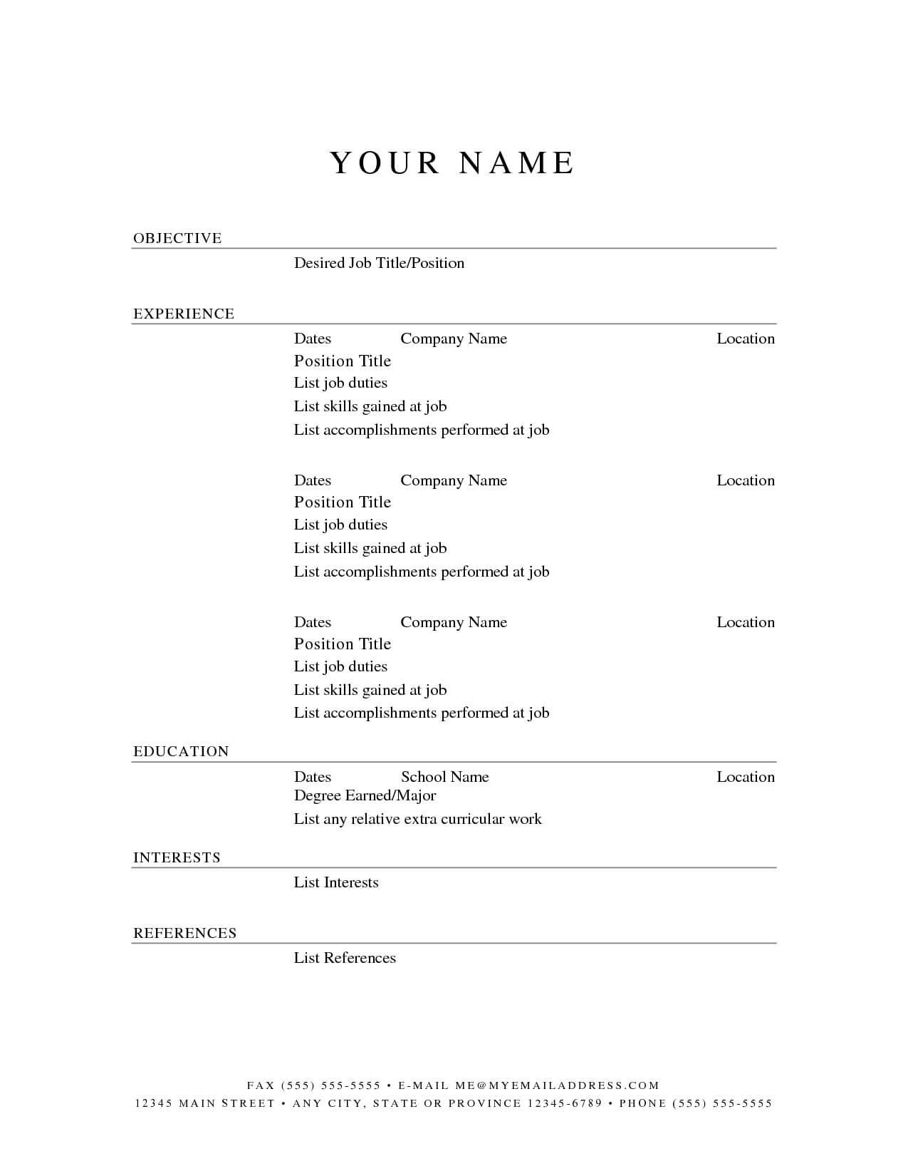 Free Simple Cv Template – Forza.mbiconsultingltd In Free Blank Cv Template Download